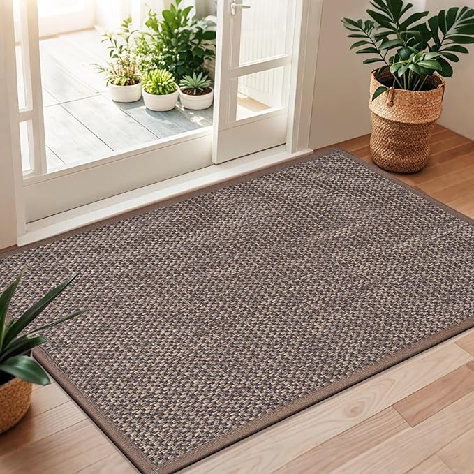 LEKEEPGO Door Mat 36"x59", Non Slip Door Mat Indoor Entrance, Rubber Backing Front Indoor Door Mats Washable Absorbent Low-Profile Doormat Entryway Entry Resist Dirt Inside Door Mats, Brown-Ruum Studio Home