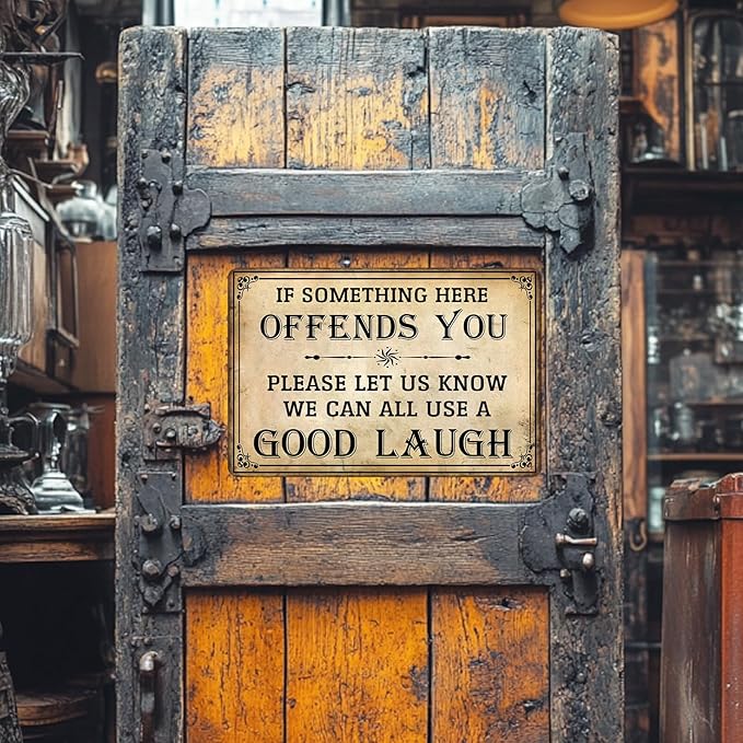 Bar Sign Man Cave Decor - Vintage Garage Metal Tin Signs for Men Funny If Something Here Offends You Poster Wall Art, Sports Bars Outdoor Accessories Decorations 8x12 Inch-Ruum Studio Home