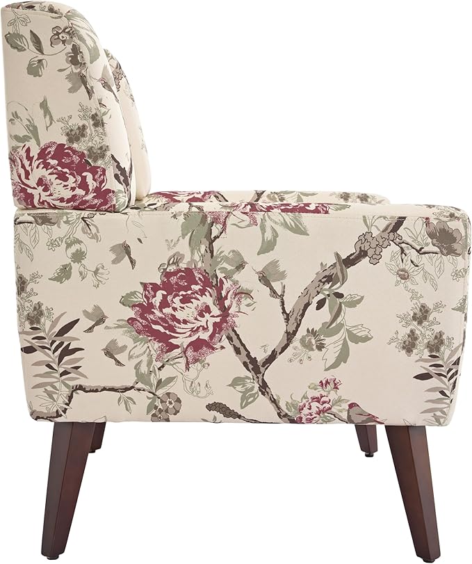 UIXE Floral Accent Chair, Modern Upholstered Armchair in Fabric for Living Room, Comfy Club Arm Chairs Single Sofa Button Tufted Bedroom Reading Seat - Pattern Floral, Set of 2-Ruum Studio Home