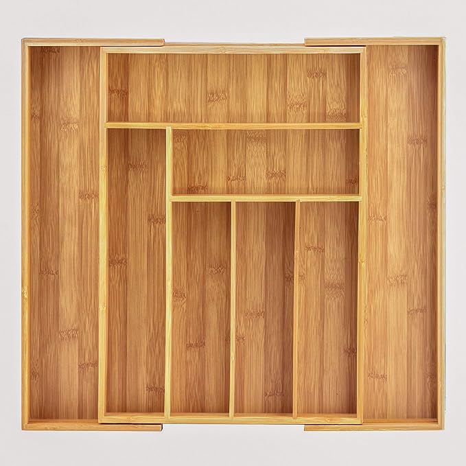 Totally Bamboo Kitchen Drawer Organizer, Expandable Silverware Organizer and Utensil Holder, 8 Compartments with Dividers-Ruum Studio Home