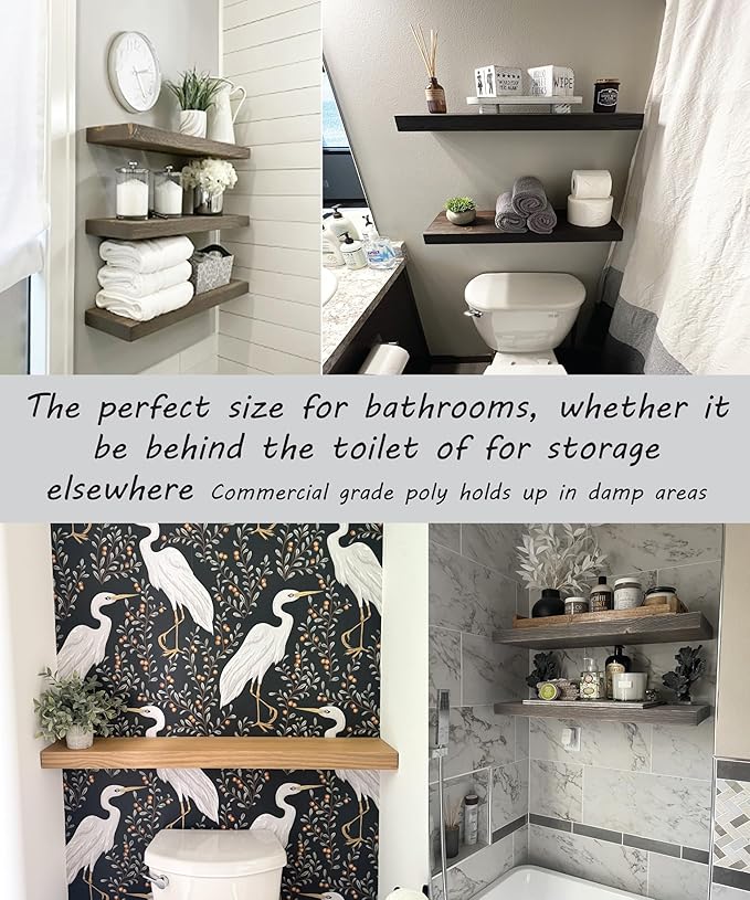 Joel's Antiques - 30 Inch Wooden Floating Shelves for Wall - 30x8x2 in - Made of Natural Wood - Heavy Duty Rustic Wall Shelves for Bedroom - Perfect for Living Room, Kitchen - Black-Ruum Studio Home