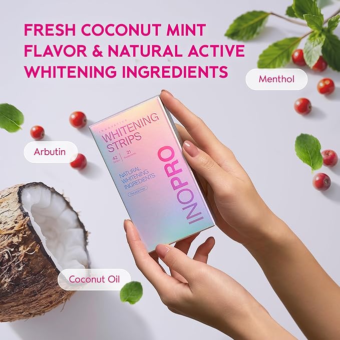 Teeth Whitening Strips 21 Treatments Kit - Teeth Whitener, Peroxide Free, Enamel Safe Green Whitestrips, Deep Stains Removal - Instant Teeth Whitening Without The Harm (42 Strips)-Ruum Studio Home