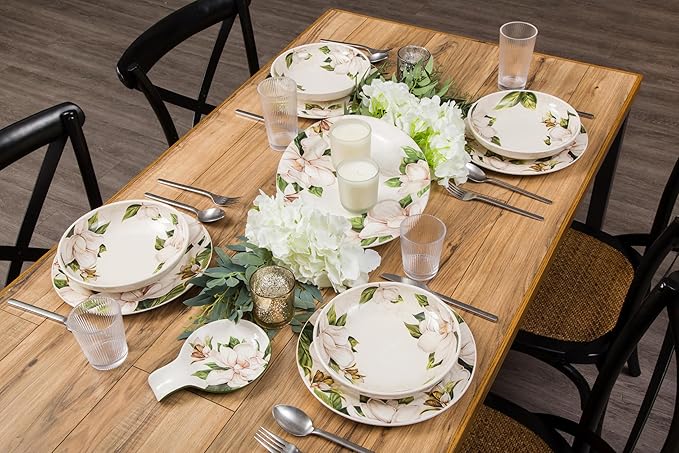 Bico Magnolia Floral Ceramic 16 inch Oval Platter, Microwave & Dishwasher Safe-Ruum Studio Home
