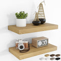 RICHFOCUS 16Inch Floating Shelves for Wall 2 Pack Shelves for Bedroom|Kitchen|Bathroom Wall Mounted Rustic Wood Floating Shelf with Invisible Brackets for Books|Storage|Decor, Oak-Ruum Studio Home
