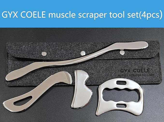 4 in 1 Stainless Steel Muscle Scraper Tools Set,Gua Sha Massage Scraper Scraping Tool Physical Therapy (4PCS Set)-Ruum Studio Home