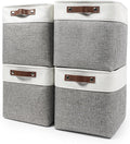 Collapsible Fabric Storage Cubes 11x11 Cube Storage Bins, 4 Pack Closet Baskets Box with Handles for Organizing, Shelf, Toys, Clothes, Home, Office, Nursery (Grey&White)-Ruum Studio Home