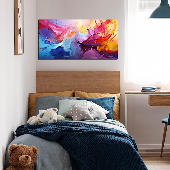 GUGIKA Abstract Wall Art for Living Room, Colorful Canvas Wall-Art for Bedroom, Print Paintings, Size 20x40 Inches-Ruum Studio Home