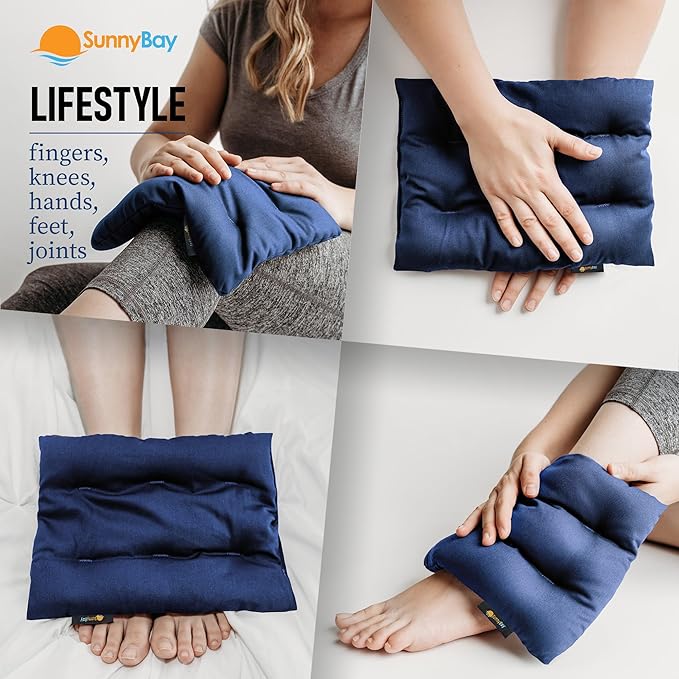 SunnyBay USA-Made 4-lbs Lava Sand Microwave Heating Pad with Organic Cotton Fabric for Cramps and Body Pain, Superior Heat Retention, Washable, Odorless, Weighted, 8x12 Inches-Ruum Studio Home