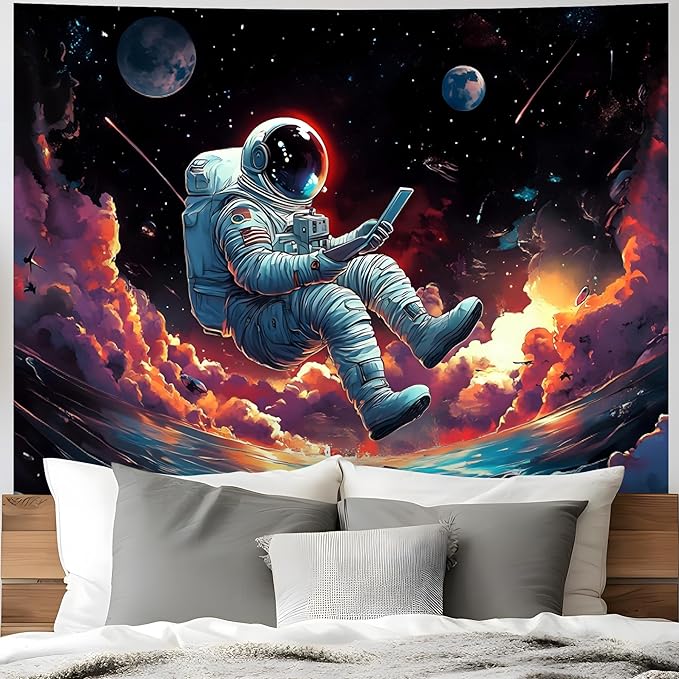 BVBOX Astronaut Tapestry Wall Hanging 79"x59" Space Galaxy Nebula Clouds Art Trippy Cosmic Cool Psychedelic Wall Blanket Decor for Bedroom Living Room Dorm-Ruum Studio Home
