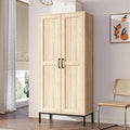 Tall Storage Cabinet, Kitchen Pantry Cabinet with 2 Doors & Adjustable Shelves for Laundry Room, Living Room, Entryway,Bathroom,Natural-Ruum Studio Home