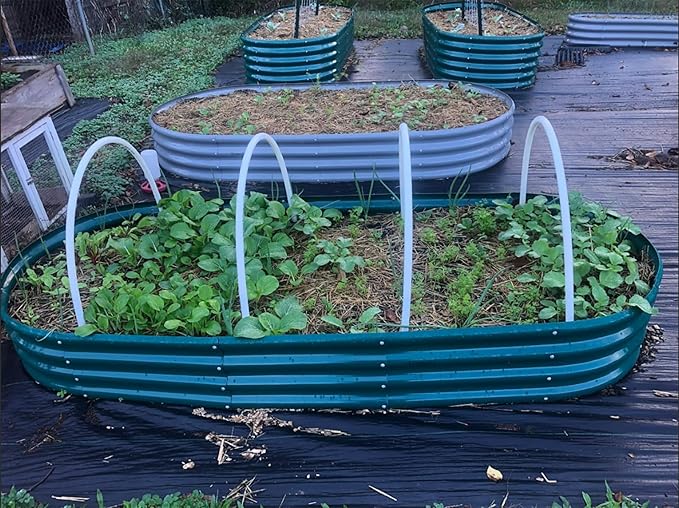 2 Pack 8x3x1FT Galvanized Raised Garden Bed Large Metal Planter Box Kit Elevated Raised Garden Planters for Outdoor Plants, Green-Ruum Studio Home