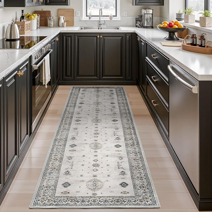 AMOAMI Vintage 3X10 Runner Rug Non Slip Soft Runners for Hallways Washable Hallway Runner Bedside Rugs for Bedroom Long Rug for Hallways Entryway Laundry Room Stair Kitchen Bathroom-Ruum Studio Home