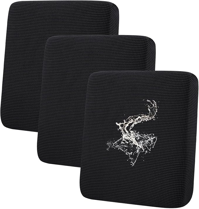 hyha Waterproof Couch Cushion Covers for Pets, Non Slip Sofa Seat Cover for Dogs Washable, Soft Thick Stretch Jacquard Fabric, Sofa Slipcovers with Elastic Bottom (3 Pieces, Black)-Ruum Studio Home