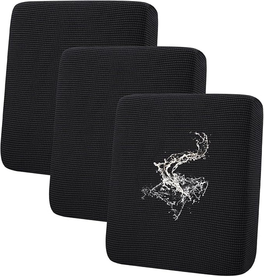 hyha Waterproof Couch Cushion Covers for Pets, Non Slip Sofa Seat Cover for Dogs Washable, Soft Thick Stretch Jacquard Fabric, Sofa Slipcovers with Elastic Bottom (3 Pieces, Black)-Ruum Studio Home