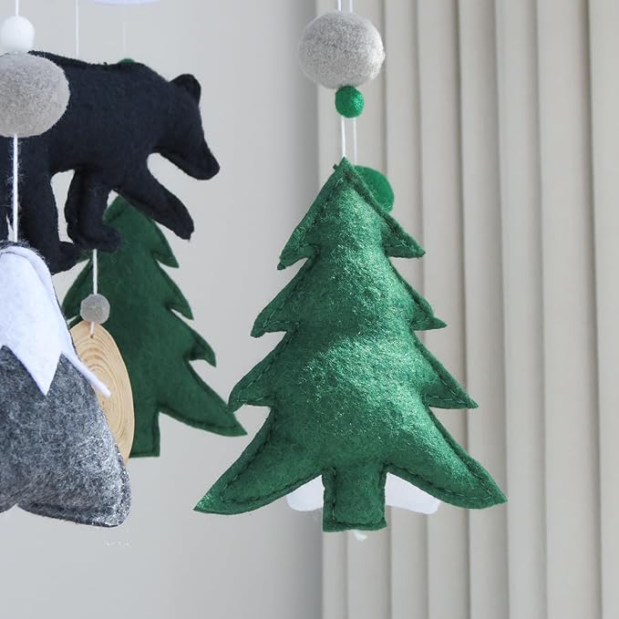 Woodland Mobile for Crib Bear Baby Mobile for Crib Woodland Crib Mobile for Boys Girls Forest Baby Nursery Mobile for Bassinet-Ruum Studio Home