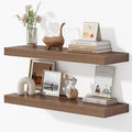 Dreamland 32 Inches Floating Shelves for Wall, 9.3" Deep Long Floating Shelves Set of 2, Large Display & Storage Shelf, Wall Shelf for Bathroom Bedroom Living Room Kitchen Office, Walnut-Ruum Studio Home