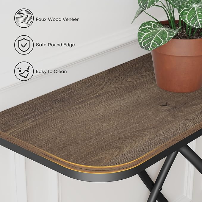 BECHAEO Farmhouse Narrow Console Table for Living Room, 47.4" Rustic Narrow Entryway Table, Sofa Tables Behind The Couch, Industrial Wooden Accent Tables for Hallway, Foyer Walnut-Ruum Studio Home