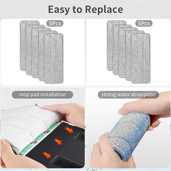 10Pcs Joymoop Mop Replacement Pads, 13 * 4.9'' Universal Mop Pads Mop Head Refills Washable Wet Mop, Compatible with Most 11-13” Size Mops，-Ruum Studio Home