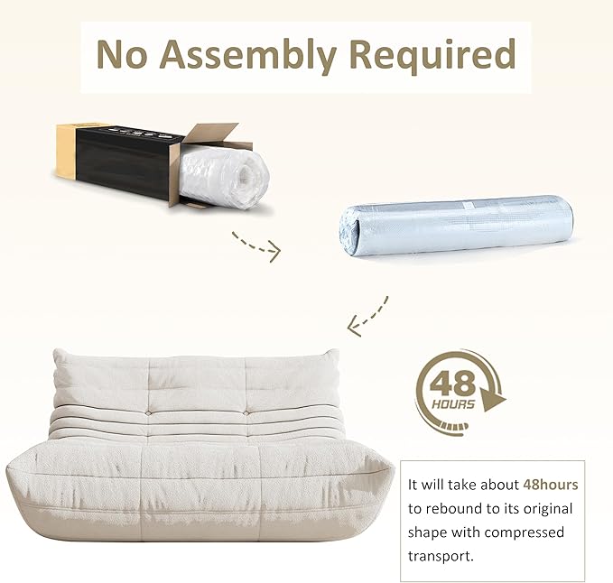 Bean Bag Chair, Oversized Loveseat Fireside Chair for Adults, 2 Seater with Memory Foam Filled, Lazy Sofa Lounge Floor Sofa for Living Room, Bedroom, Office, No Assembly Required. (Beige)-Ruum Studio Home