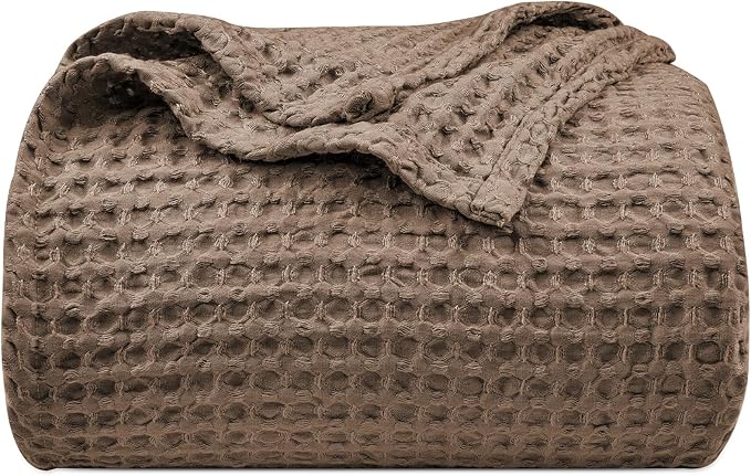 PHF Ultra Soft Waffle Weave Blanket Queen Size 90"x 90"- Washed Lightweight Breathable Cozy Woven Blanket for Bed - Aesthetic Decor for Couch Bedding Sofa Home Car - Cocoa Brown-Ruum Studio Home
