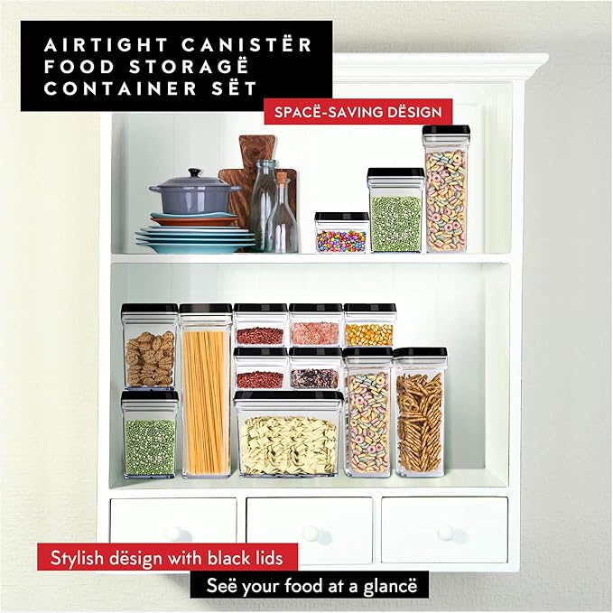 DWËLLZA KITCHEN Airtight Food Storage Containers with Lids - 5 Piece Set - Kitchen Accessories Food Containers - Pantry Organization and Storage - Clear Plastic BPA-Free - Keeps Food Fresh & Dry-Ruum Studio Home