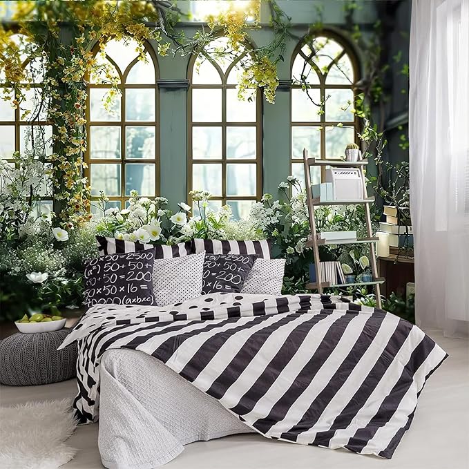 FENDROM Window View White Flower Tapestry Nature Landscape Classic Flower Vine Wall Hanging Party Decorations For Bedroom Living Room Dorm-Ruum Studio Home