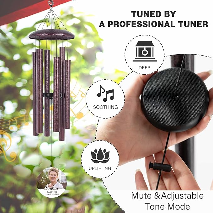 ASTARIN Personalized Deep Tone Wind Chime Memorial, Customized Sympathy Wind Chimes, Memory Wind Chimes for Loved Ones Lost, Bereavement Gifts Windchimes Outdoor-Ruum Studio Home