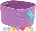 OrganiHaus Woven Storage Baskets for Organizing, Cotton Rope Organizer Bins for Shelves, Closet & Nursery, Dog Toy Basket, Decorative Bins for Toys, Towels & Books - 15x10x9, Purple-Ruum Studio Home