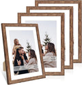10x14 Picture Frame Set of 4, 10 x 14 Wood Photo Frames with Mat for 8x12 or 30x40cm Diamond Painting Art, Wooden Frame with Real Glass Cover for Wall and Tabletop Display,Rustic Brown-Ruum Studio Home