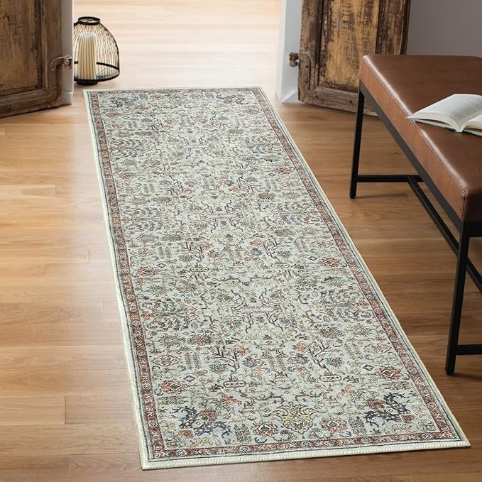 Keen Home Design 2x10 Rug - Machine Washable Runner Rug with Non-Slip Backing, Ideal for Hallway, Entryway, Kitchen, Laundry Room - Vintage, Easy Clean, Durable, Low Pile - (2'6" x 10')-Ruum Studio Home