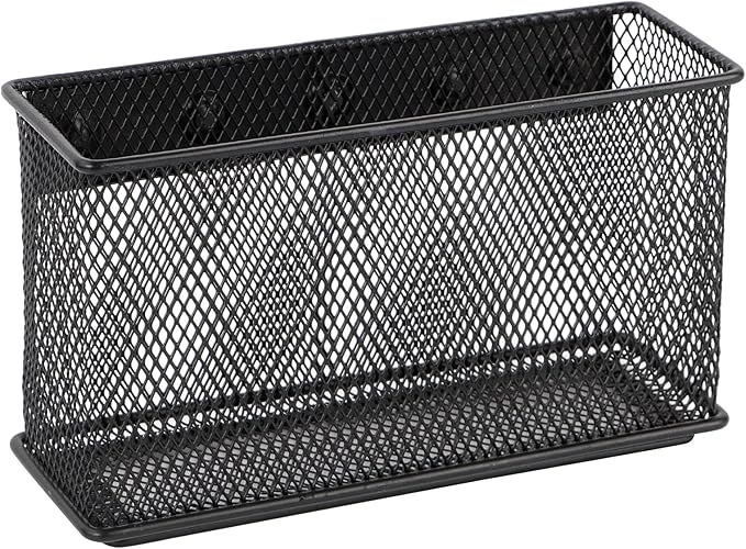 Magnetic Storage for Locker Baskets Organizer Black Magnetic Basket with 5 Strong Magnets, Magnetic Locker Organizer Holder for Whiteboard Office, 6.29'' × 2.28'' × 3.54''-Ruum Studio Home