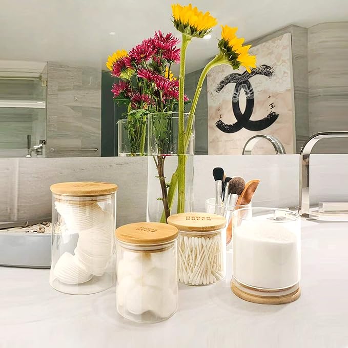 Urban Green Glass Jars with Bamboo Lids, Glass Airtight Canisters sets, Food Storage Container, Pantry Organization and Storage Jars, Kitchen Canisters Sets, Flour Containers of 6-Ruum Studio Home