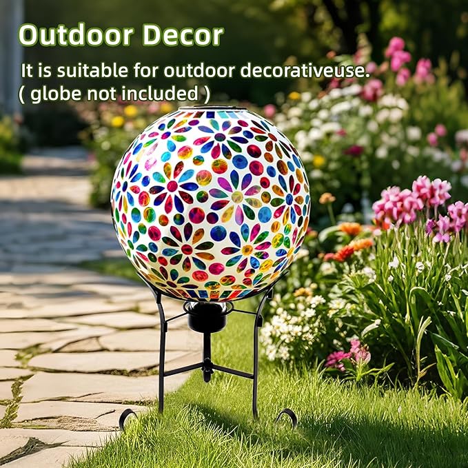 VOREEN 10" Gazing Ball Stand, Metal Gazing Globe Stand for 8-12 Inch Garden Gazing Globe, Outdoor Décor Garden Yard Accessories, Black-Ruum Studio Home