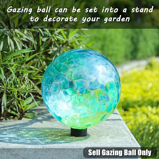 VCUTEKA Gazing Ball, Glass Gazing Balls Sphere for Garden Lawn Outdoor Ornament Yard Decorative, Blue Swirl, 10"-Ruum Studio Home