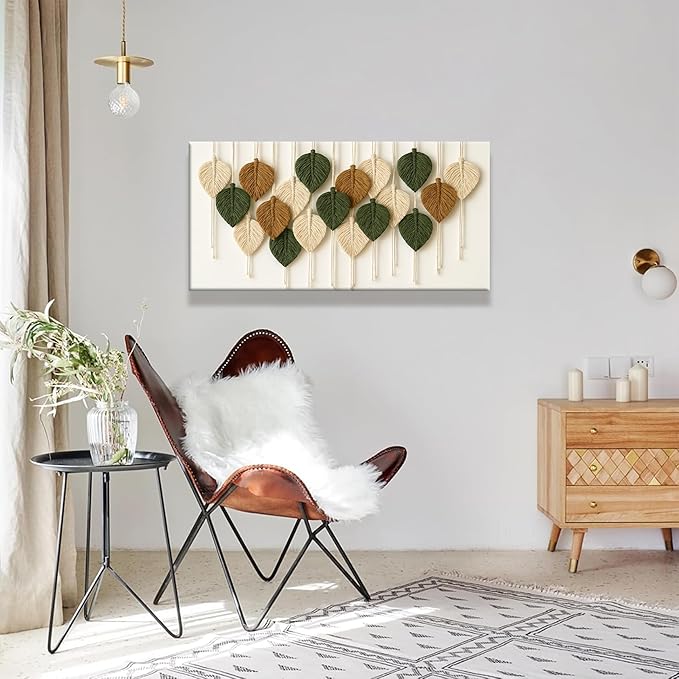 Boho Wall Art Chic Home Wall Art Modern Bohemian Feather Canvas Wall Art Decor For Apartment Dorm Living Room Bedroom Nursery Backdrop 20"W X 40"L Ready To Hanging-Ruum Studio Home