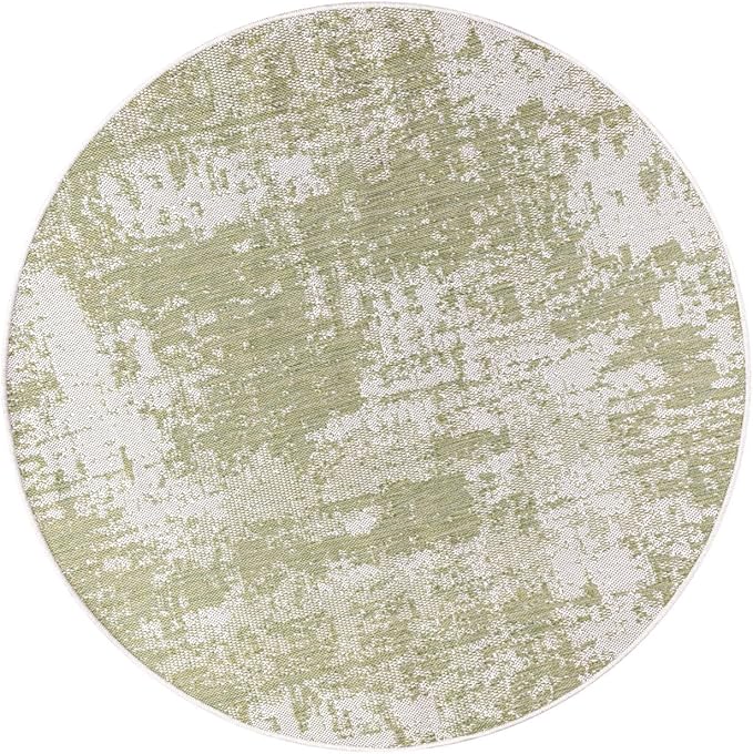 Keen Home Design Terrace Outdoor Round Rug - 8ft Round Washable Indoor/Outdoor Rug for Patio, Kitchen, Balcony, Beach, Garden, Deck and Porch, Size: 7'7" Round-Ruum Studio Home