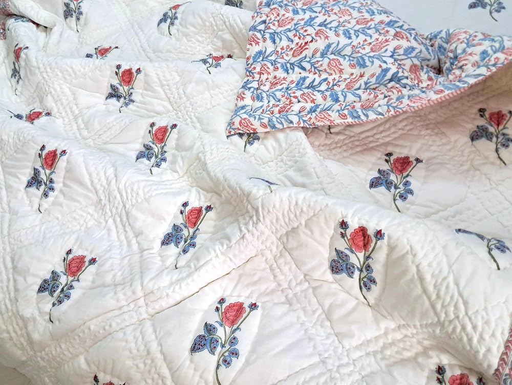 Rose Pink King Size Blanket 108x108 – 100% Cotton Lightweight Bedspread – Soft Cozy All-Season Quilt for Bed, Couch, or Sofa – Boho Bedroom Throw Blanket-Ruum Studio Home