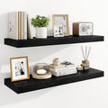 Marsmiles 31.5" Floating Shelves for Wall, Wooden Shelves with Invisible Brackets Set of 2, Rustic Farmhouse Wall Mounted Shelf for Kitchen Bathroom Living Room Study, Black-Ruum Studio Home