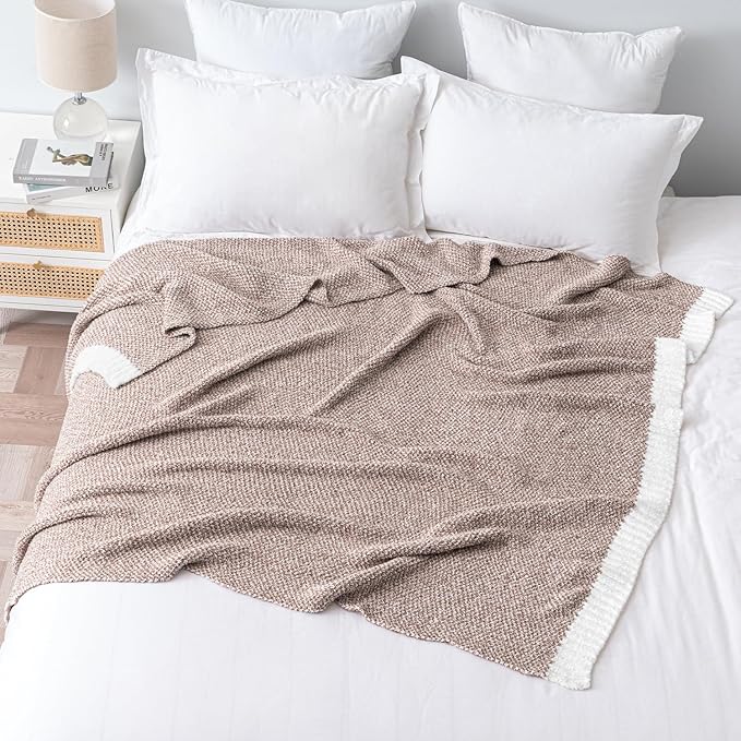 MIULEE Taupe Super Soft Throw Blanket for Couch, Cozy Fluffy Warm Throws Knit Blankets for Sofa, Bed, Chair, Living Room, Camping, Picnic, 50 x 60 inch-Ruum Studio Home