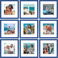 Vittanly 12x12 Picture Frame Set of 9 - Display 8x8 Photos with Mat or 12x12 Without Mat, Wall Mount Frames for Home Decor, Horizontal or Vertical (Blue)-Ruum Studio Home
