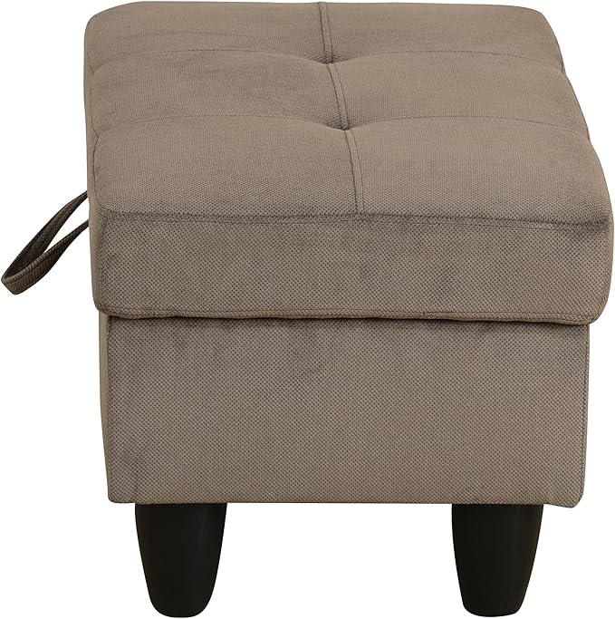 Ottoman Rectangular Storage Ottoman Bench, Flannel Footrest Stool Footstool with Lid for Living Room, Bedroom, Entryway, Brown, 28.5"x19"x17.5"-Ruum Studio Home