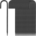 16 Inches 24-Pack J Hook Rebar Stakes Heavy Duty Tent Stakes with Chisel Point End, Steel Ground Anchors Metal Garden Stakes Chain Link Fence Stakes Black Coated-Ruum Studio Home
