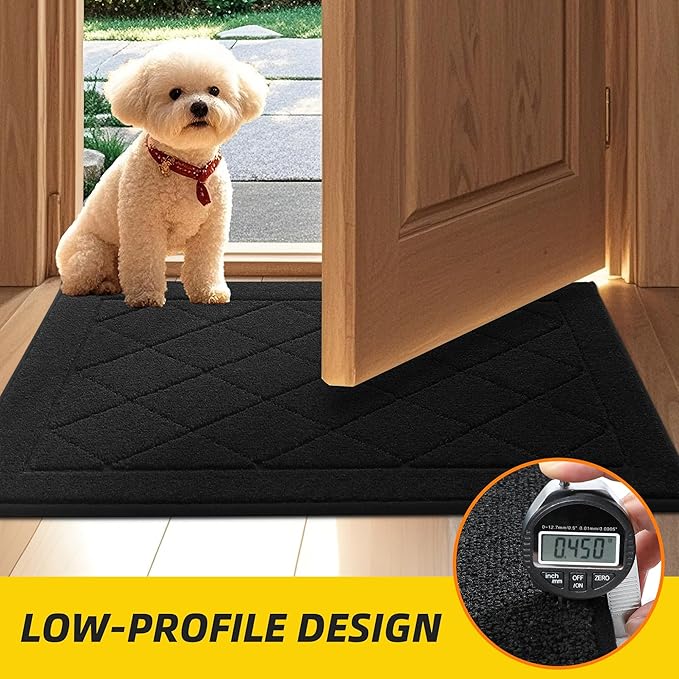 JSEI Dirt Trapper Door Mat 36"x60", Non-Slip Washable Entryway Mats, Dog Door Mat, Stain Resistant and Absorbent Floor Mats, Low Profile Welcome Mat for Front Back Door, Black-Ruum Studio Home