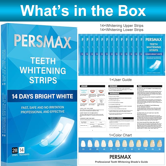 Teeth Whitening Strips for Sensitive Teeth Enamel Safe Whitening Kit No-Slip Remove Coffee Wine Smoking Stains Professional 14 Treatments 28 Strips-Ruum Studio Home