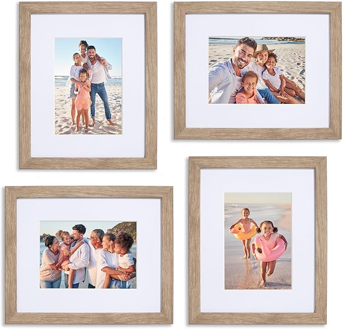 Sheffield Home 4 Piece Gallery Wall Frame Set, 8x10 Inch, Light Natural-Ruum Studio Home