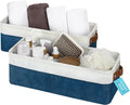 OrganiHaus Narrow Storage Bins 15x06in, Small Closet Bins for Shelves, Bathroom Storage Baskets for Shelves, Narrow Baskets, Fabric Organizer with Handles, Toilet Paper Organizer - 2 Pack, Navy Blue-Ruum Studio Home