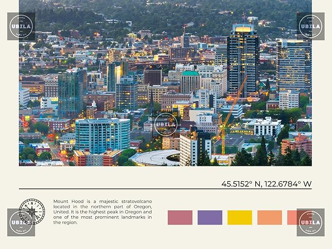 StudioUBILA Portland Wall Art Poster, Decorative Cityscape Landscape Art Prints, Home Decor Wall Art Print for Bedroom Living Room Kitchen Decorations, Unframed-Ruum Studio Home