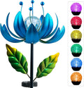 Solar Wind Spinner, 38 Inch Metal Stake Yard Spinners,Solar Powered Multi-Color LED Glass Ball with Kinetic Wind Sculpture Spinner Windmills for Yard-Ruum Studio Home