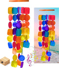 Bellaa 22890 Wind Chimes Outdoor, Garden Decorations, Musical, Indoor/Outside Windchimes, Beach, Ocean Breeze, Gifts for Mom, Gift for All Occasions, Capiz Sea Glass Shells Wood 27 inch Rainbow-Ruum Studio Home