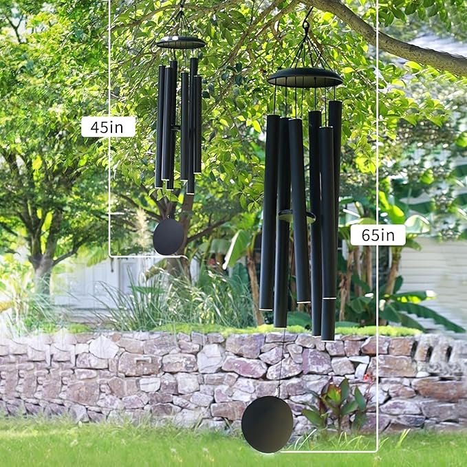 ASTARIN 65 in Wind Chimes for outisde - Extra Large Outdoor Handcrafted WindChimes,Deep Tone Metal Chimes for Garden Decor, Large Windchimes Deep Resonance, 2.27in Tubes Weather-Resistant, Black-Ruum Studio Home